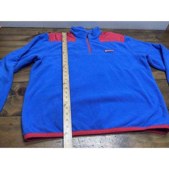 Vineyard Vines Sweater Adult Large Blue Fleece 1/4 Zip Pullover Shep Shirt Red - Picture 5 of 11